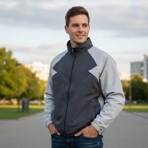 Vtg Wilson Windbreaker Jacket Men's Size M Full‎ Zip Retro Athletic Performance